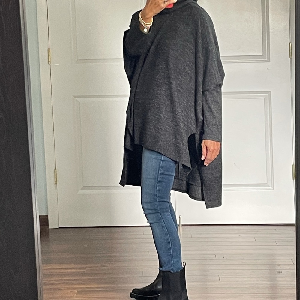 Akira Dark Gray Poncho Style High Low Sweater size M/L - Picture 7 of 14
